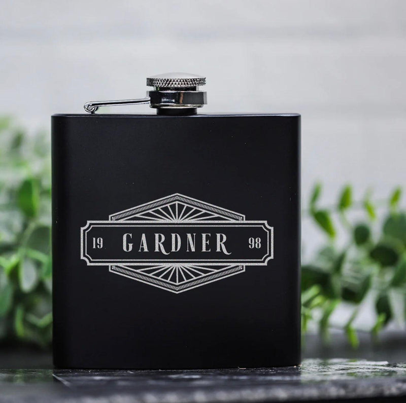 Personalized Matte Black Flask Set with Shot Glasses -  - Completeful