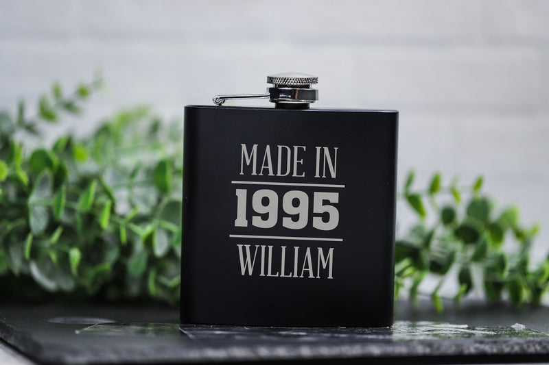 Personalized Birthday Matte Black Flask -
