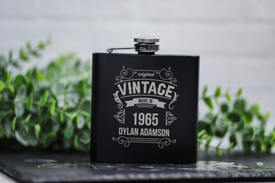Personalized Birthday Matte Black Flask -
