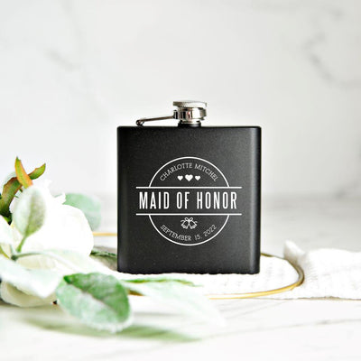 Personalized Bridesmaid Proposal Flasks - Set of 5 - Charlotte - Qualtry