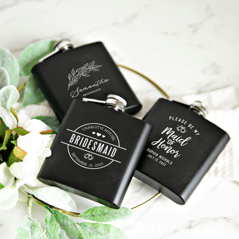 Personalized Bridesmaid Proposal Flasks - Set of 5 -  - Qualtry
