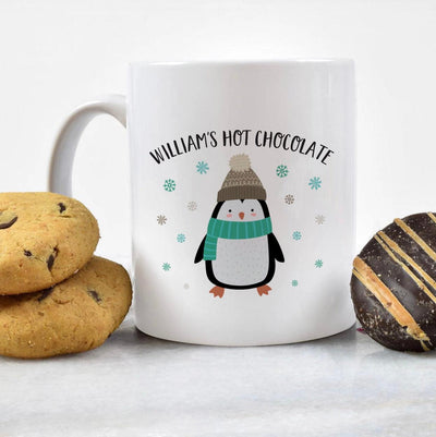 Personalized Kids Penguin Hot Chocolate Mugs -