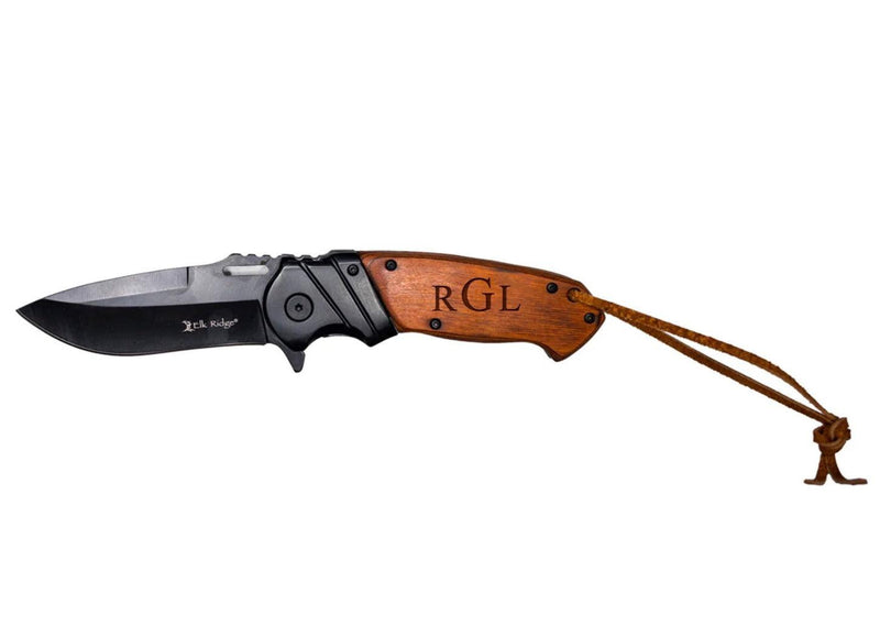 Personalized Brown Pakkawood Handle Pocket Knife -