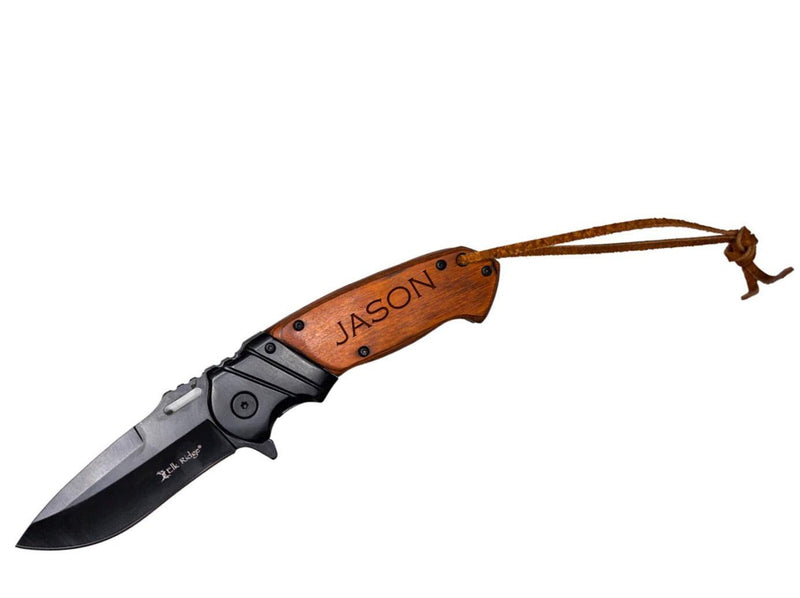 Personalized Brown Pakkawood Handle Pocket Knife -
