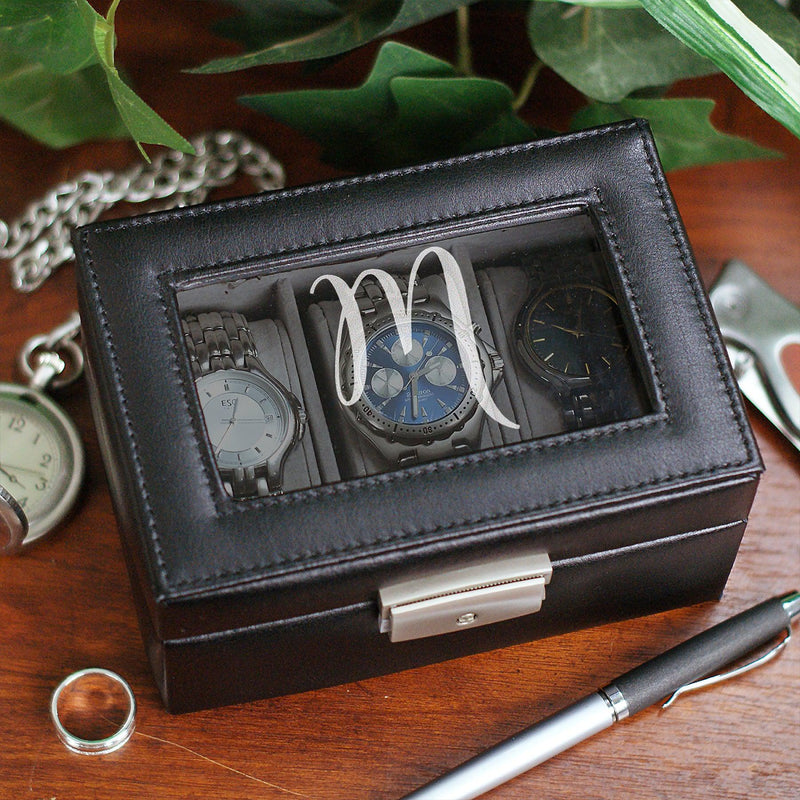 Personalized Black Watch Box -