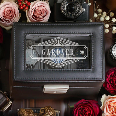 Personalized Black Watch Box -