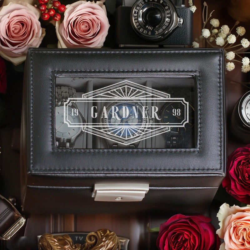 Personalized Black Watch Box -