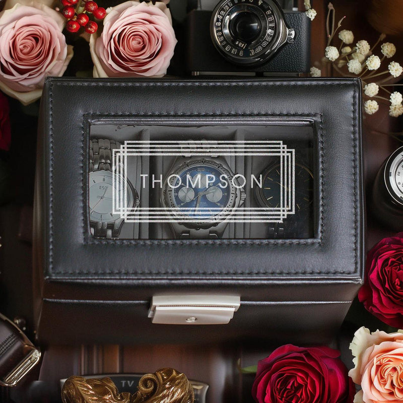 Personalized Black Watch Box -