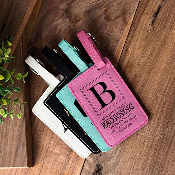 Personalized Vegan Leather Luggage Tags -