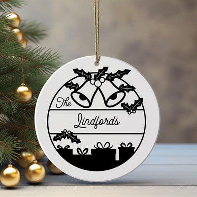 Personalized Bells and Presents Christmas Ornament -