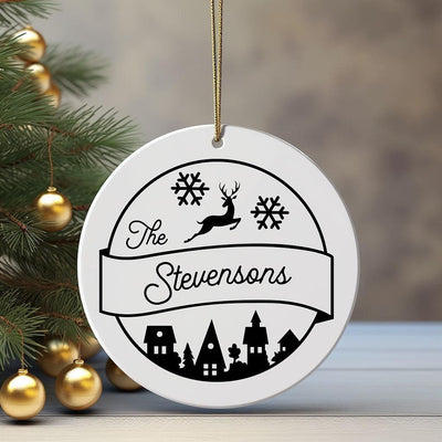 Personalized Deer Village Christmas Ornament -