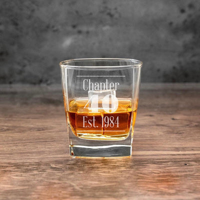 Personalized Chapter Birthday Square Rocks Glass -