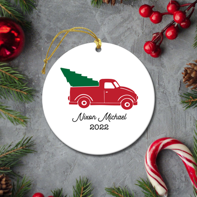 Personalized Christmas Tree Truck Ornament -