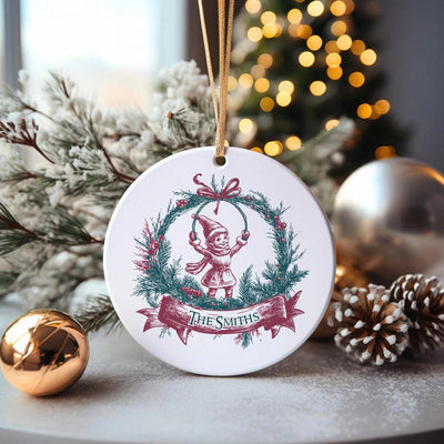 Personalized Elf Vintage Christmas Ornament -