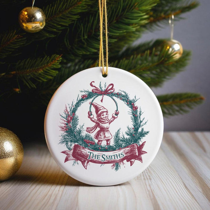 Personalized Elf Vintage Christmas Ornament -