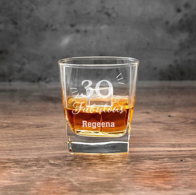 Personalized Fabulous Birthday Square Rocks Glass -