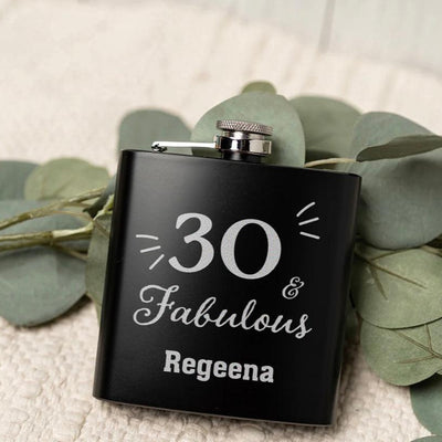 Personalized Fabulous Birthday Matte Black Flask -