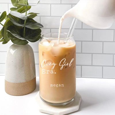 Personalized 16oz. Fall Glass Can with Lid and Straw -