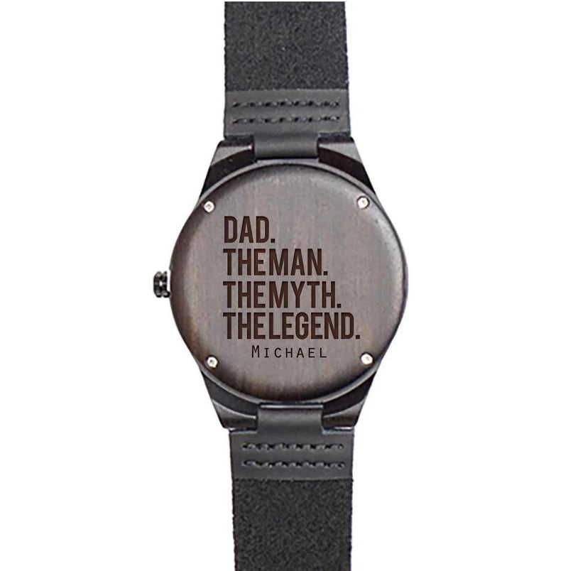 Personalized Dark Brown Wooden Watch for Dad -