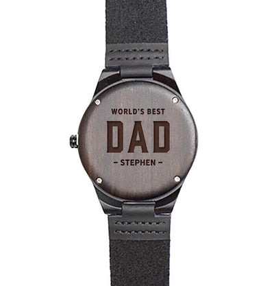 Personalized Dark Brown Wooden Watch for Dad -