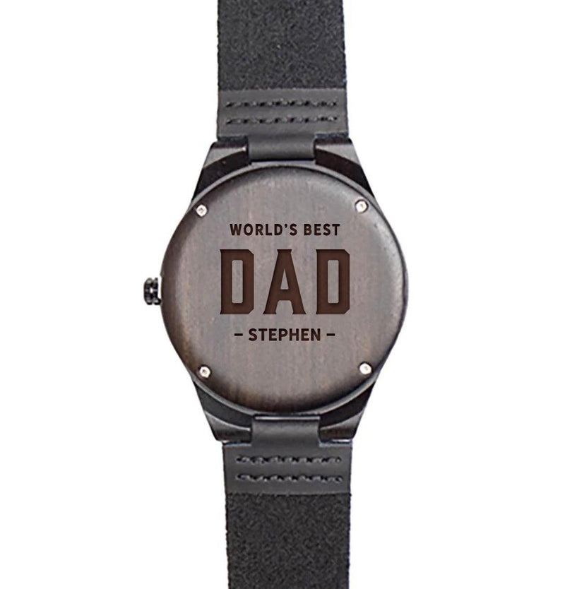 Personalized Dark Brown Wooden Watch for Dad -