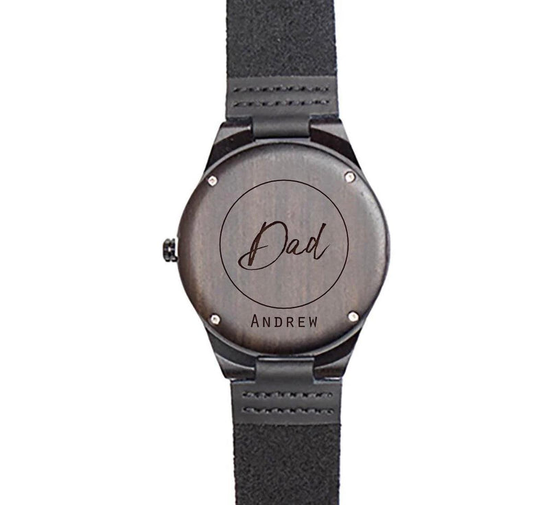 Personalized Dark Brown Wooden Watch for Dad -