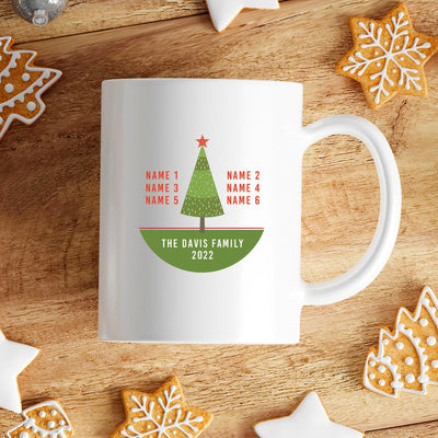 Personalized Christmas Tree Family Names Mugs -