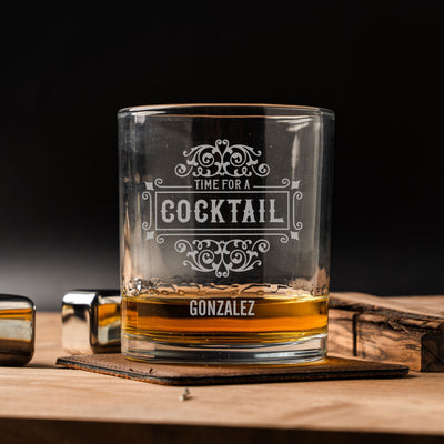 Custom Time For A Cocktail Lowball Glasses -