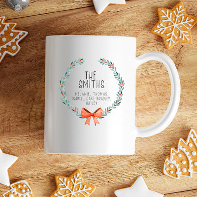 Personalized Wreath Family Names Mugs -