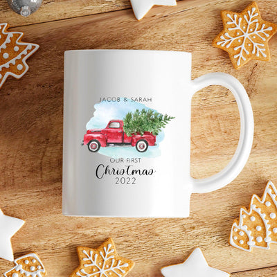 Personalized Vintage Truck Christmas Mugs -