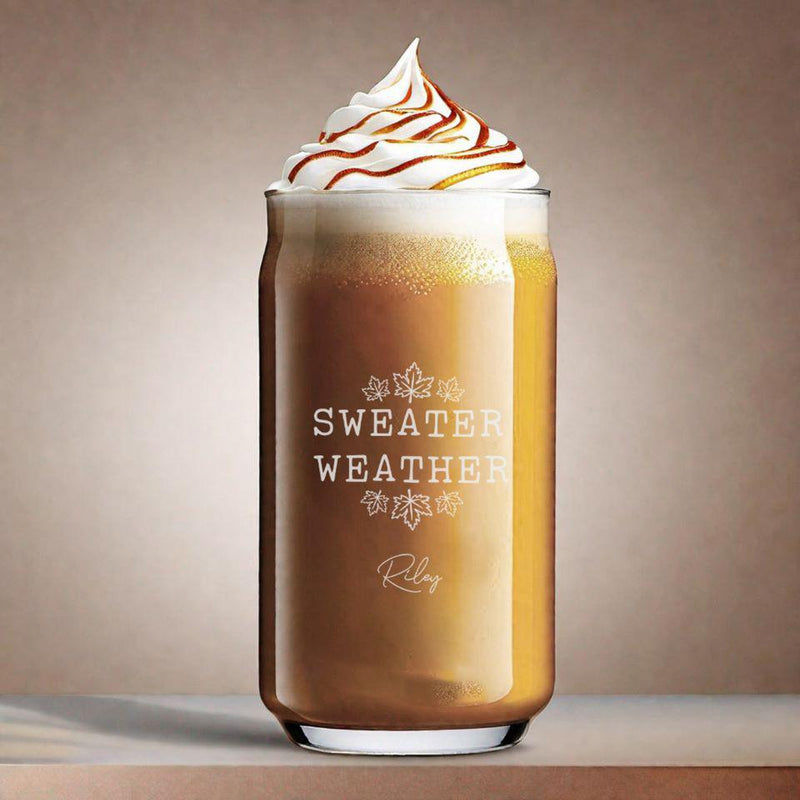 Personalized Sweater Weather Glass Can - 16oz -