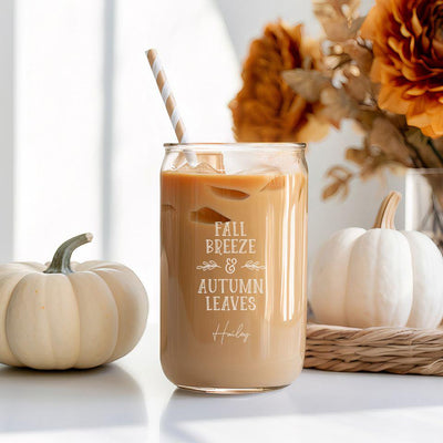 Personalized Fall Glass Can - 16oz -  - JDS