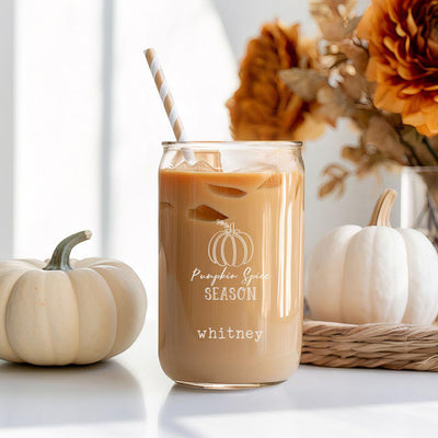 Personalized Fall Glass Can - 16oz -  - Lazerworx