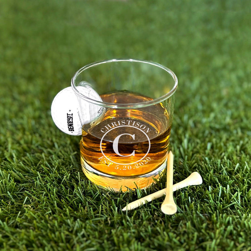 Personalized Golf Ball Lowball Whiskey Glass -  - JDS