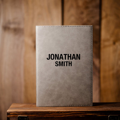 Personalized Grey Vegan Leather Journals -