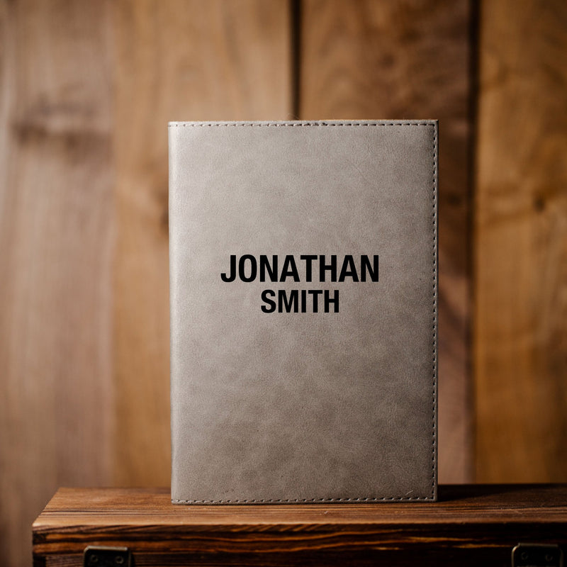 Personalized Grey Vegan Leather Journals -