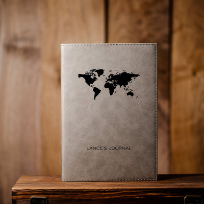 Personalized Grey Vegan Leather Journals -