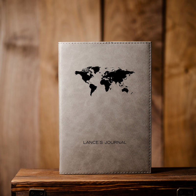 Personalized Grey Vegan Leather Journals -