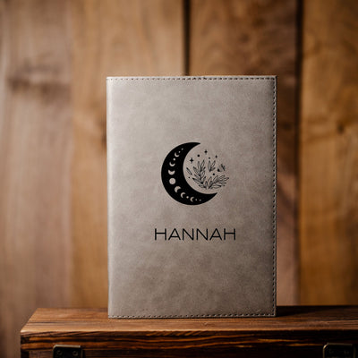 Personalized Grey Vegan Leather Journals -