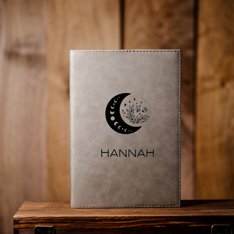 Personalized Grey Vegan Leather Journals -
