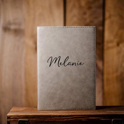 Personalized Grey Vegan Leather Journals -