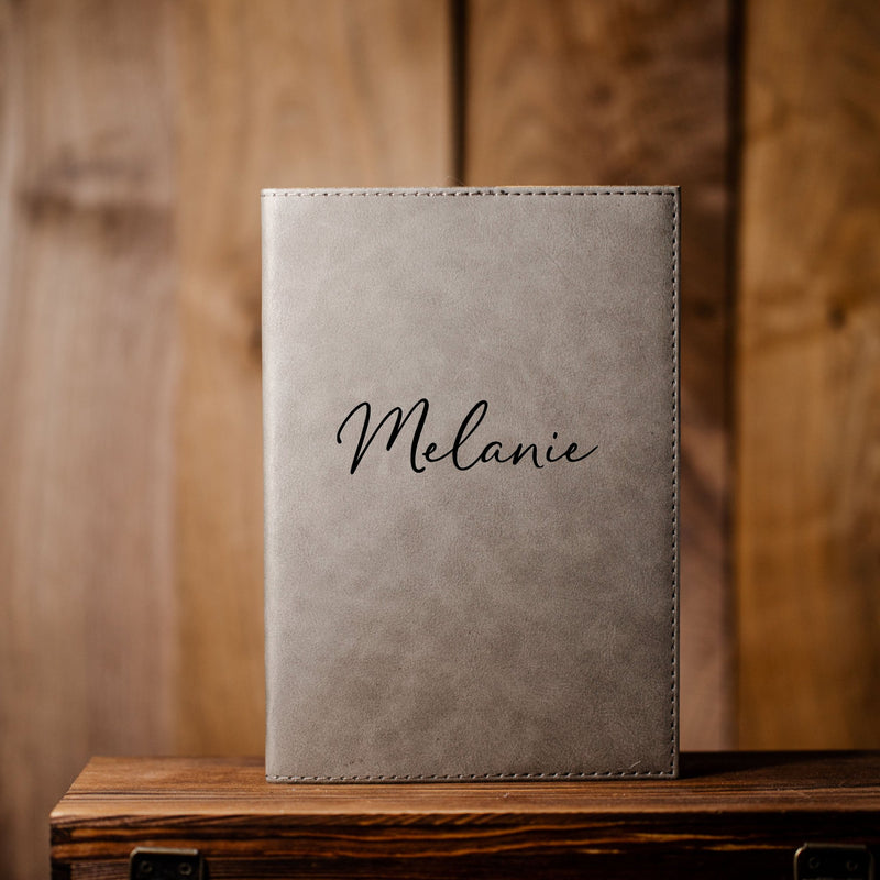 Personalized Grey Vegan Leather Journals -