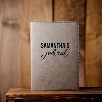 Personalized Grey Vegan Leather Journals -