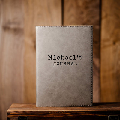 Personalized Grey Vegan Leather Journals -