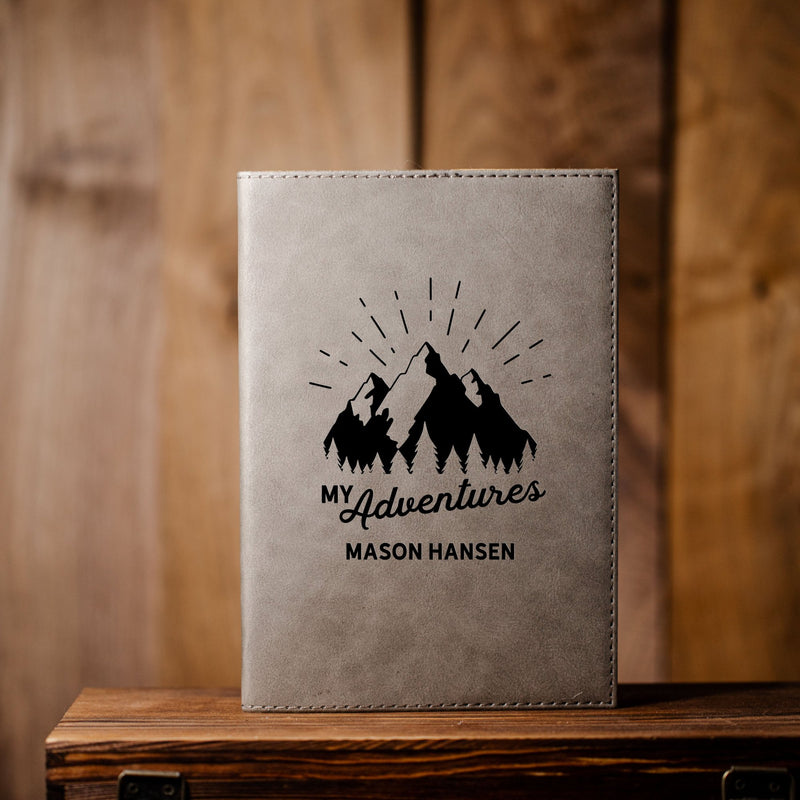 Personalized Grey Vegan Leather Journals -