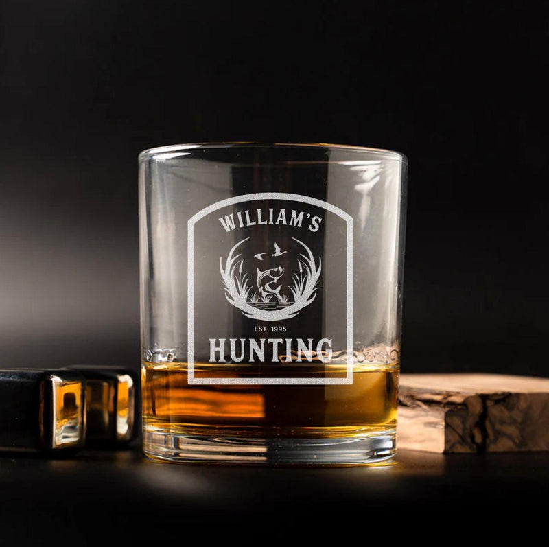 Personalized Hunting Lowball Whiskey Glasses -