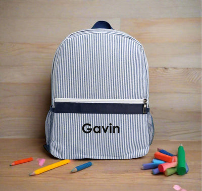 Personalized Seersucker Kids Embroidered Backpack -  - Completeful