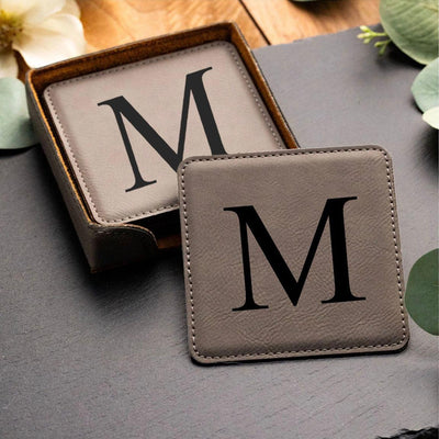 Personalized Gray Square 6-Coaster Set -