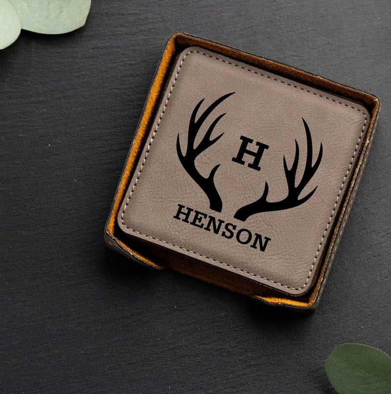 Personalized Gray Square 6-Coaster Set -