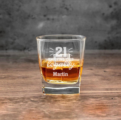 Personalized Enjoying This Legally Birthday Square Rocks Glass -
